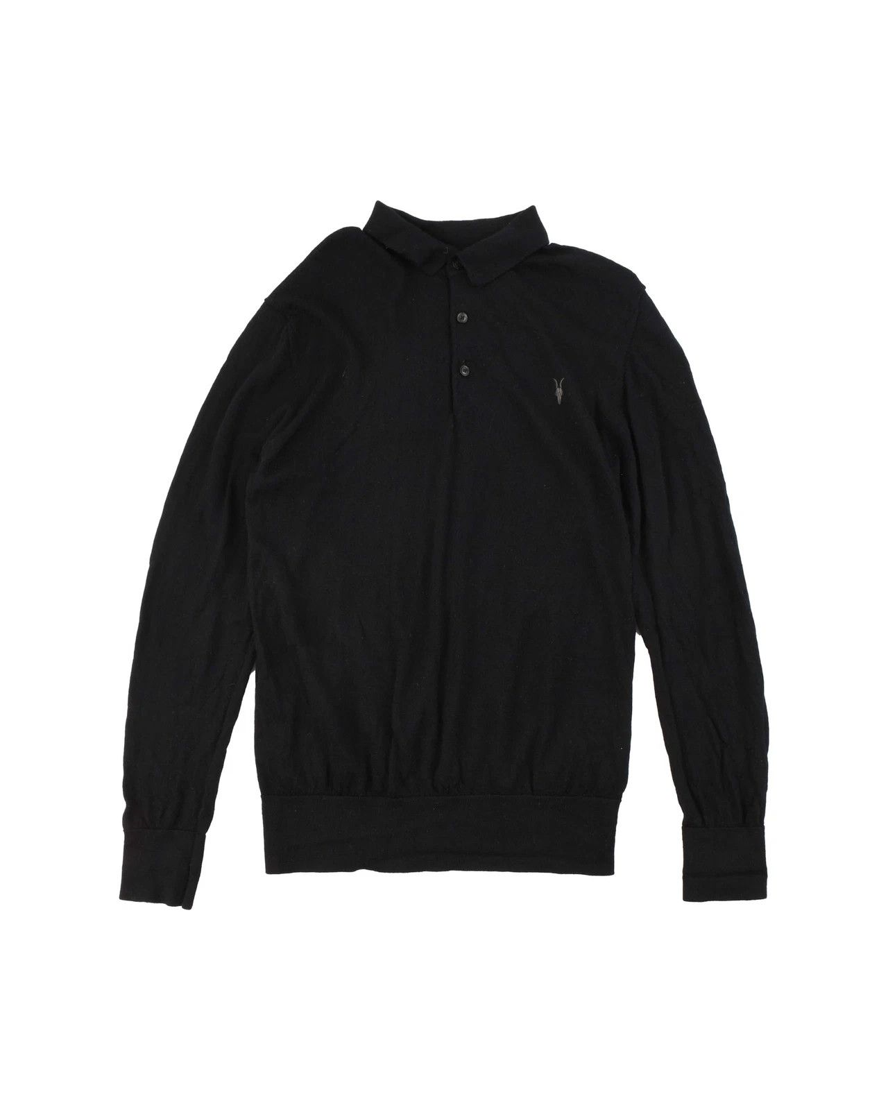 Allsaints AllSaints Mode Merino Long Sleeve Polo Shirt Black Size US M / EU 48-50 / 2 - 1 Thumbnail