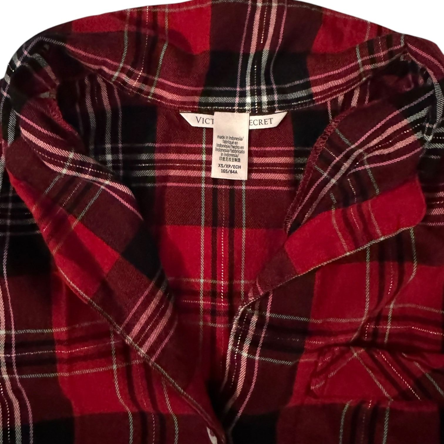 Victoria's Secret Victoria’s Secret Red/Black/White Plaid Shirt – XS Button-Up Size XS / US 0-2 / IT 36-38 - 3 Thumbnail