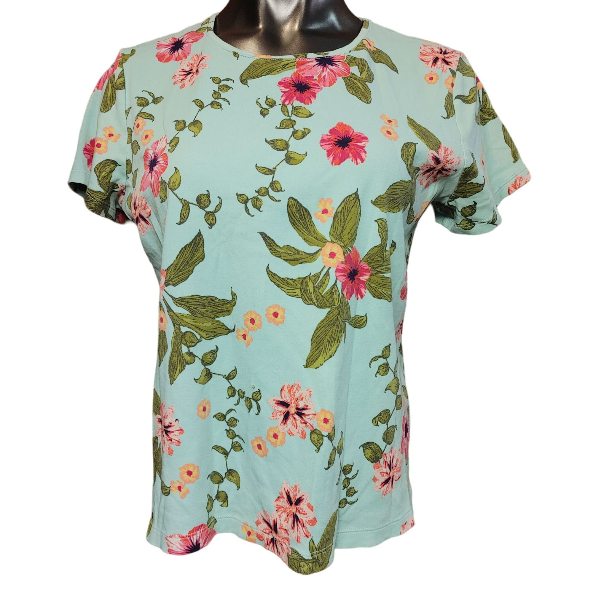 Croft & Barrow Croft & Barrow Women's Light Blue Botanical Classic Tee XL Size XL / US 12-14 / IT 48-50 - 1 Thumbnail