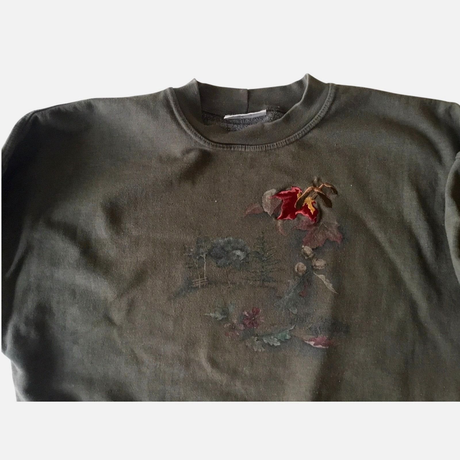 Northern Reflections Northern Reflections Vtg Sweatshirt Green Oak Leaf Acorns XL Size XL / US 12-14 / IT 48-50 - 3 Thumbnail