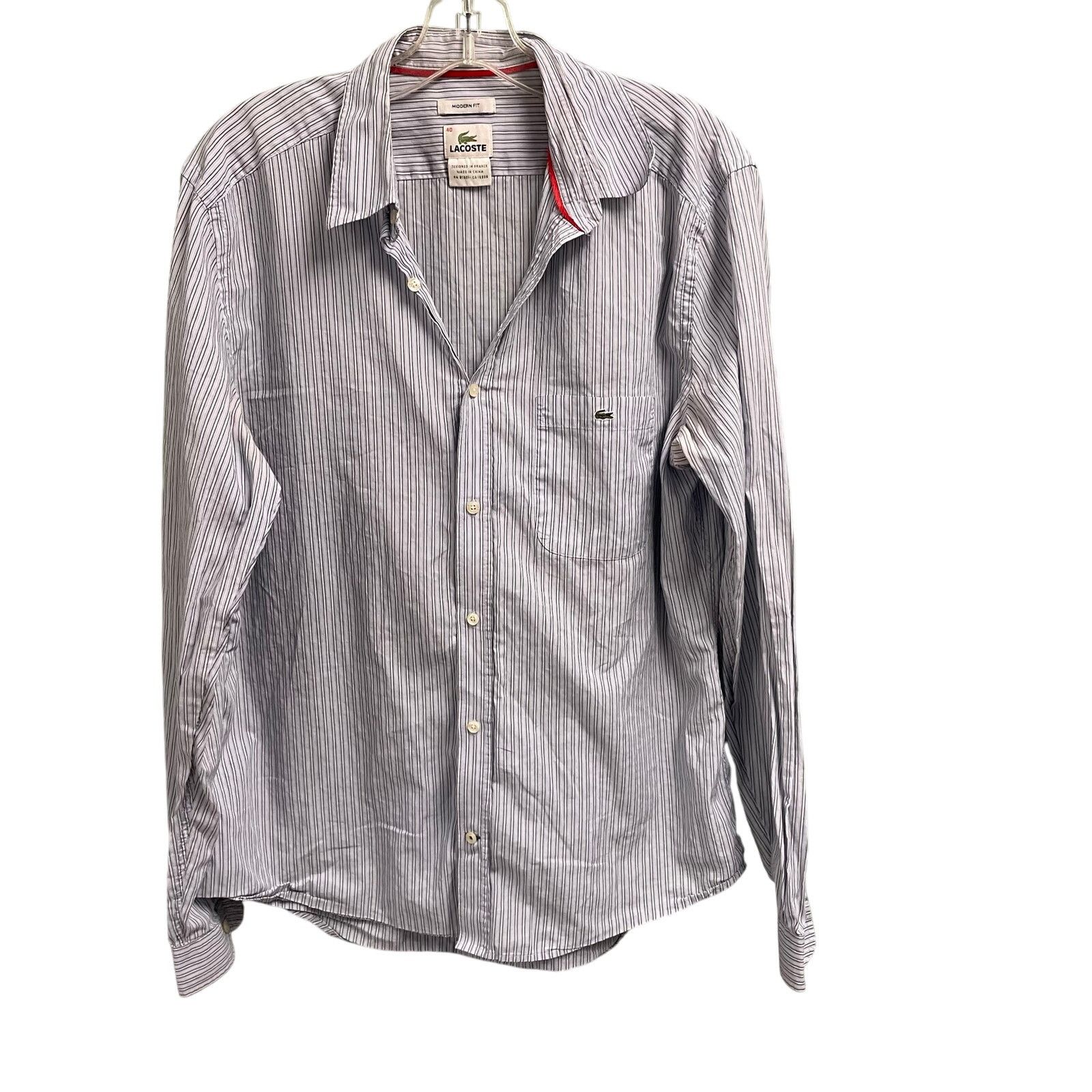 Lacoste Lacoste SZ 40 Mens Blue Striped Button Shirt Preppy Medium Size US M / EU 48-50 / 2 - 1 Thumbnail