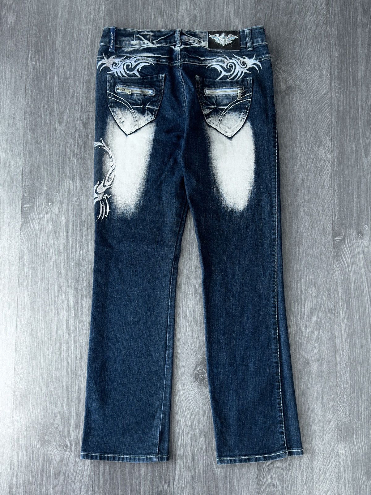 Japanese Brand Y2K Vintage Crazy Age Graphic Flared Jean Size 32" / US 10 / IT 46 - 5 Thumbnail