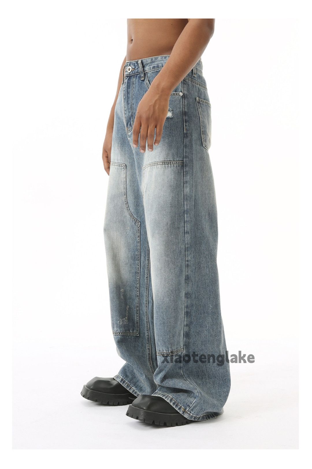 Jean xz vintage washed faded punk grunge carpenter Stain jeans Size US 33 - 3 Thumbnail