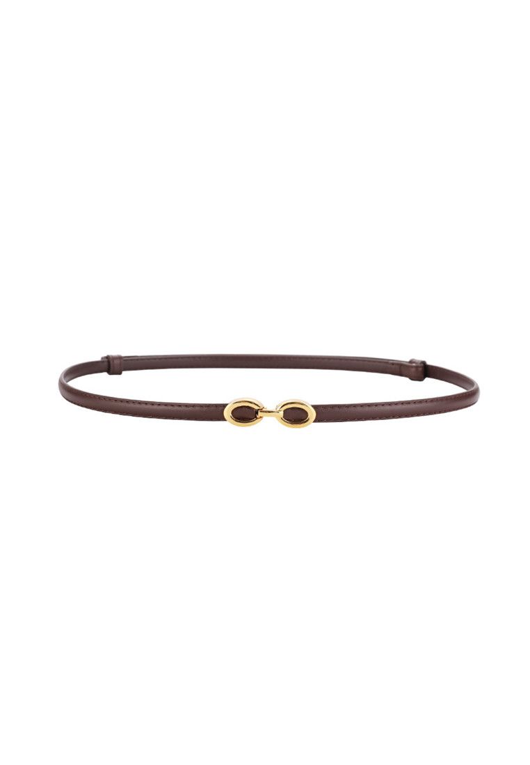 Other Brown Women's Leather Belts with Gold Buckle Belt Size ONE SIZE - 2 Thumbnail