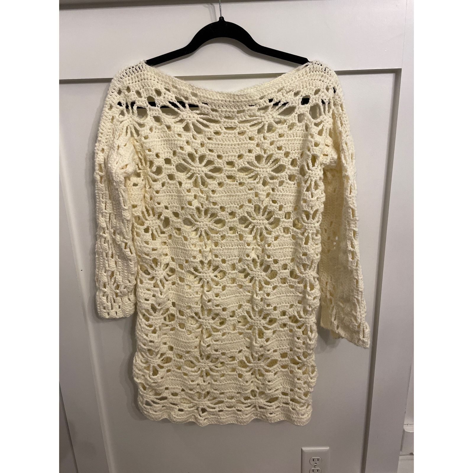 Handmade Handmade Cream Chunky Knit Crochet Sweater Tunic Size ONE SIZE - 1 Thumbnail