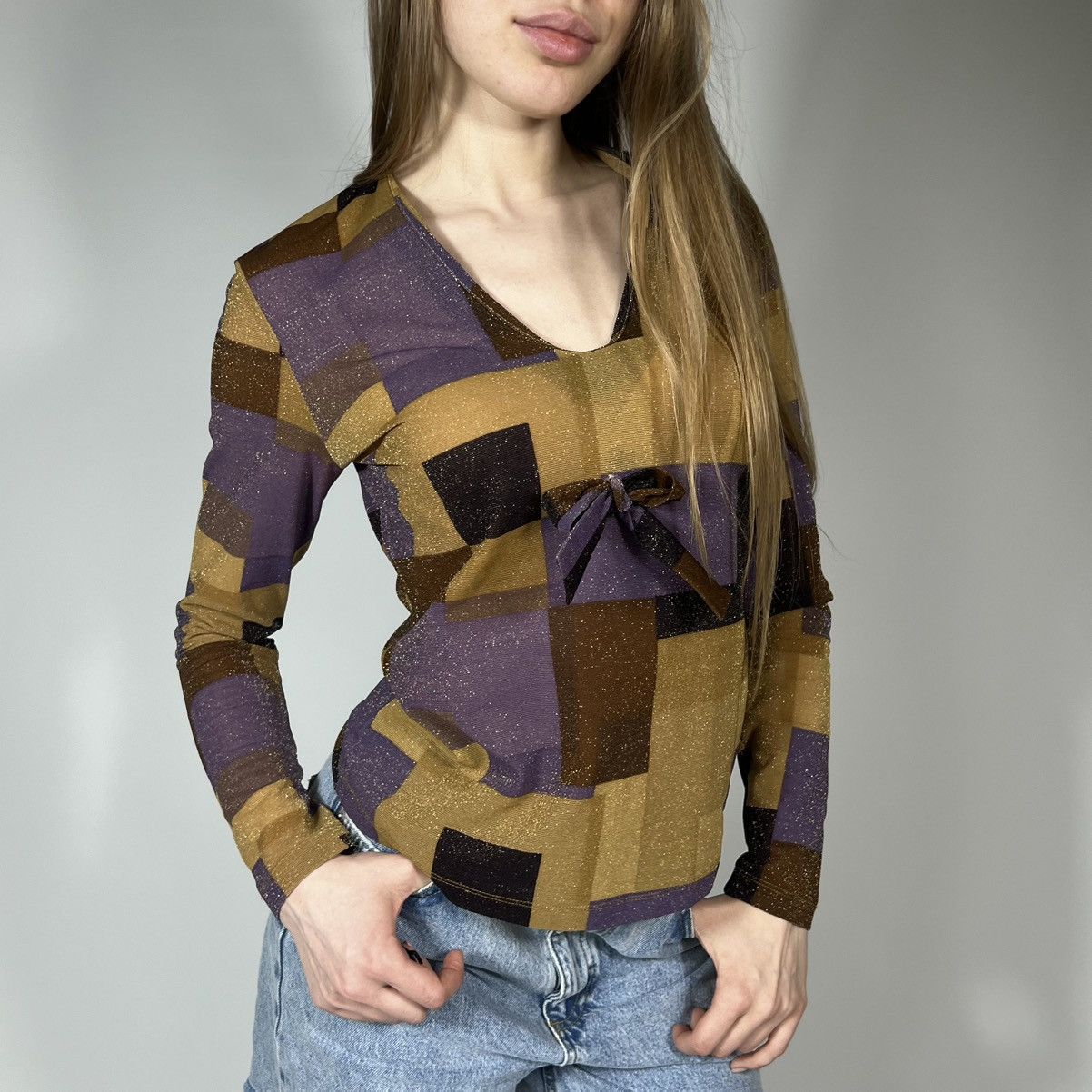 Japanese Brand Vintage Y2K Marc Aurel Checked Mesh Japanese Longsleeve Size S / US 4 / IT 40 - 2 Thumbnail