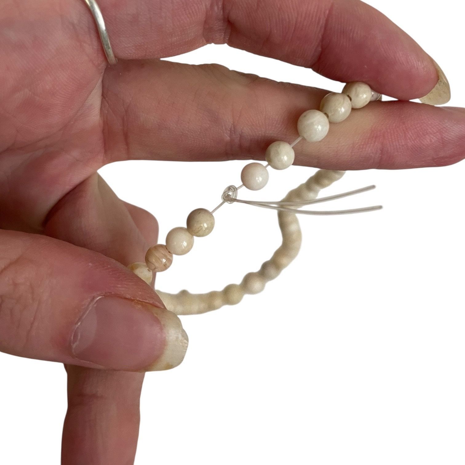 Vintage NWT Vintage Cream Marble Beaded Necklace Size ONE SIZE - 4 Thumbnail