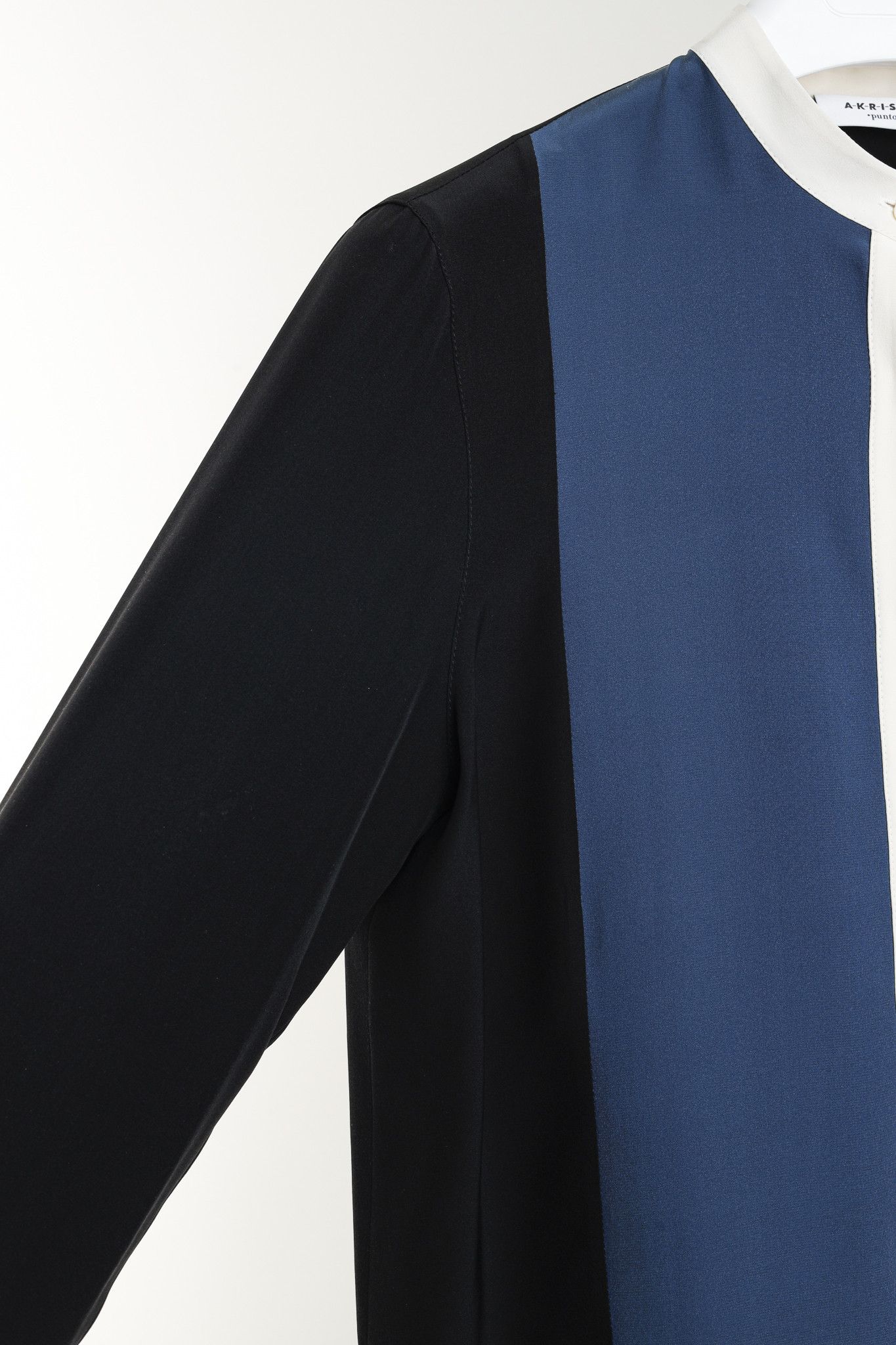 Akris Akris Punto Black Silk Colour-Block Button-Up Blouse Size M / US 6-8 / IT 42-44 - 5 Thumbnail