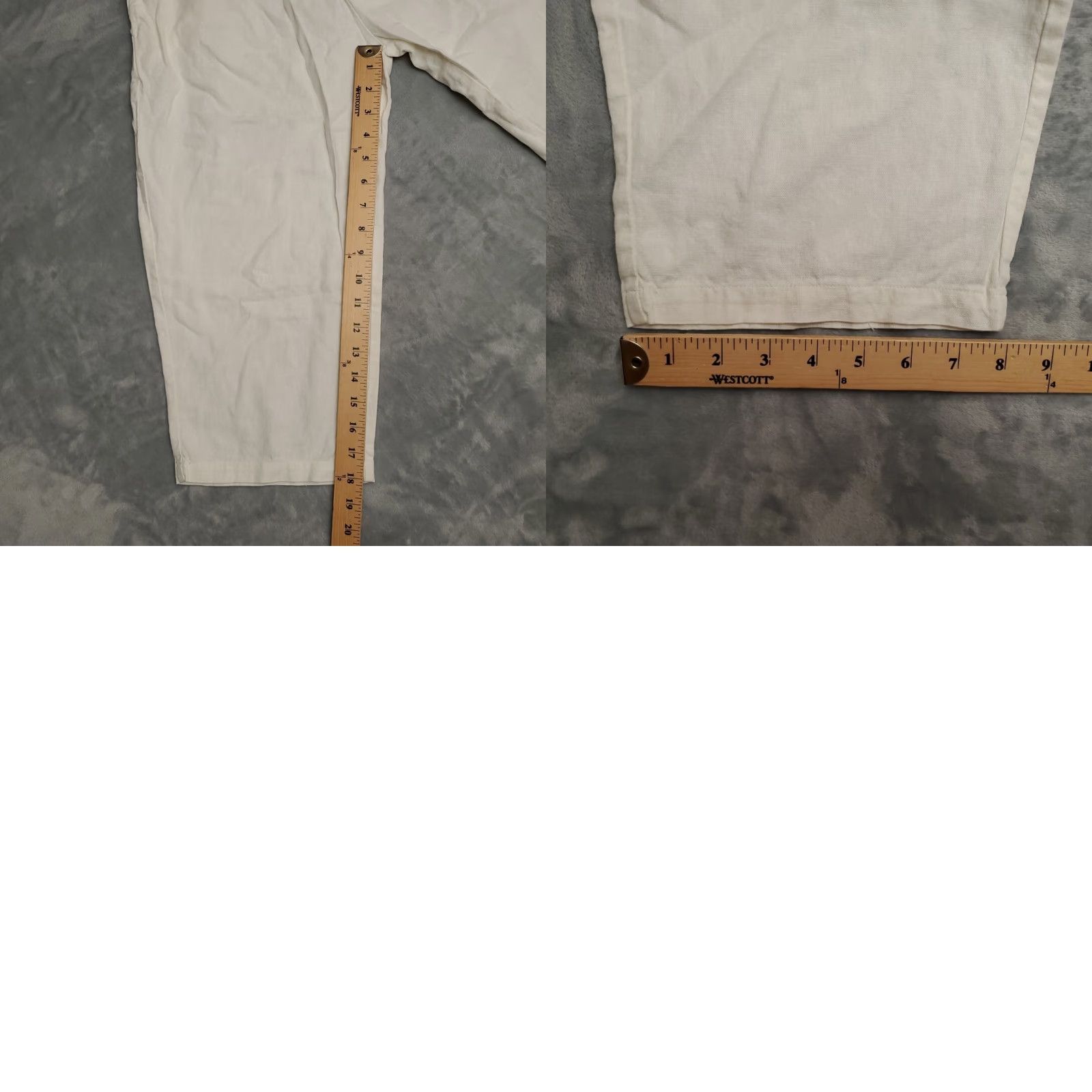 Vintage Linen Blend Pants Womens M White Cropped Summer Resort Comfort Capri Drawstring Size 32" / US 10 / IT 46 - 8 Thumbnail
