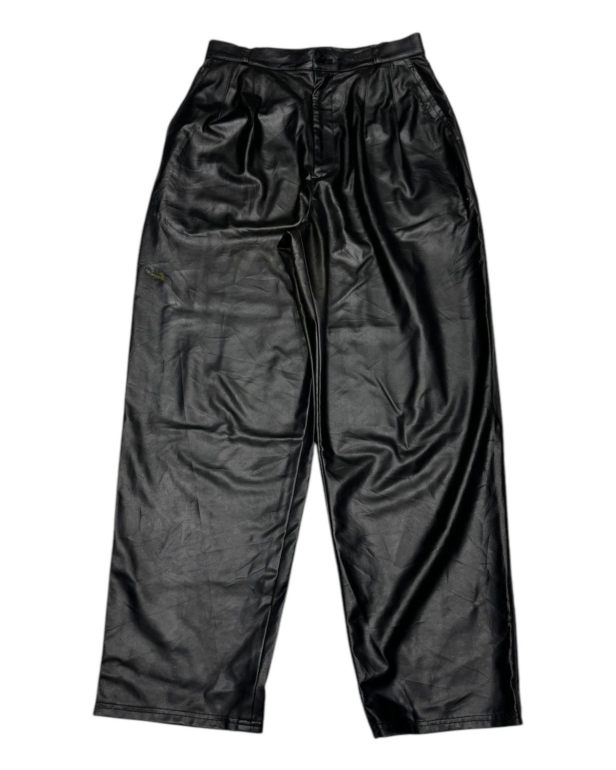Courreges RARE‼️COURREGES BLACK BAGGY WIDE FAUX LEATHER PANTS Size US 30 / EU 46 - 1 Thumbnail