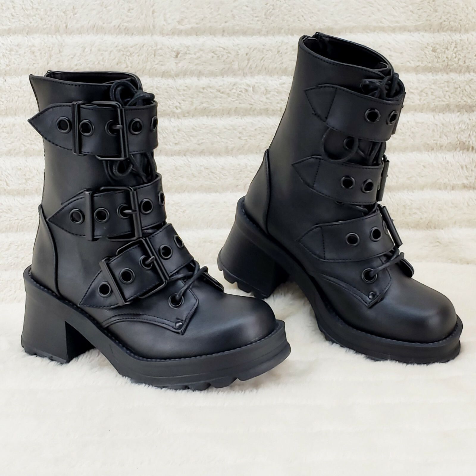 Demonia Cult DEMONIA Bratty 118 Buckle Strap Biker Goth Punk Lace Up Ankl Size US 10 / IT 40 - 1 Thumbnail