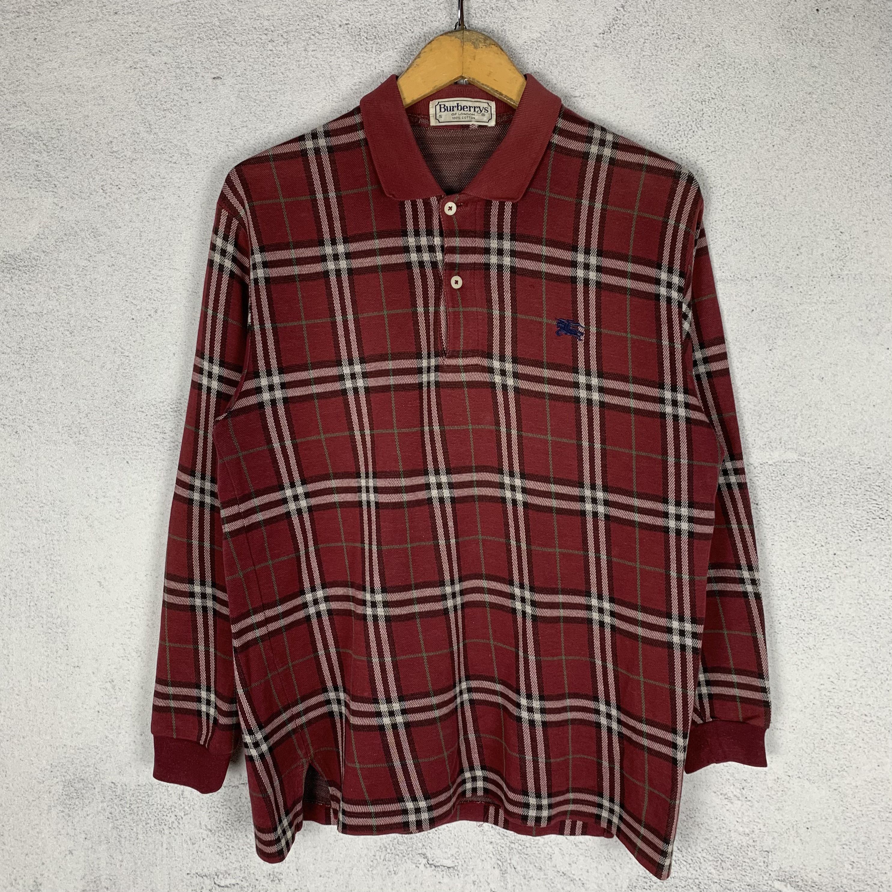 Burberry Vintage Burberry Plaid Tartan Longsleeve Tshirt Rugby Polo Size US S / EU 44-46 / 1 - 1 Thumbnail