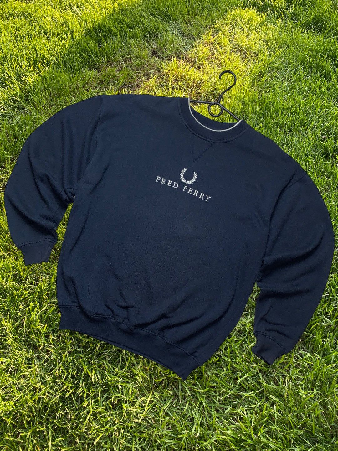 image of Sweatshirt Fred Perry Big Logo Size L in Navy, Men's