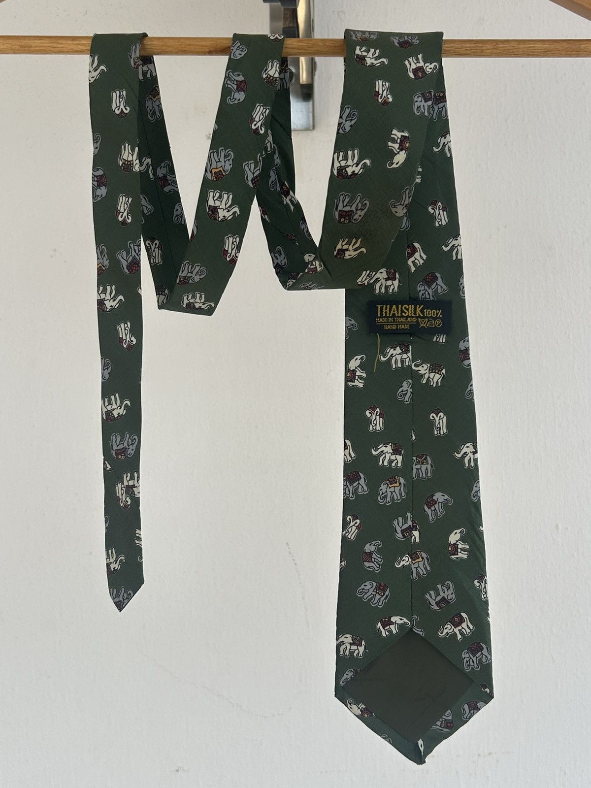 Other Thaisilk Vintage Tie Mini Elephant Green Size ONE SIZE - 2 Thumbnail