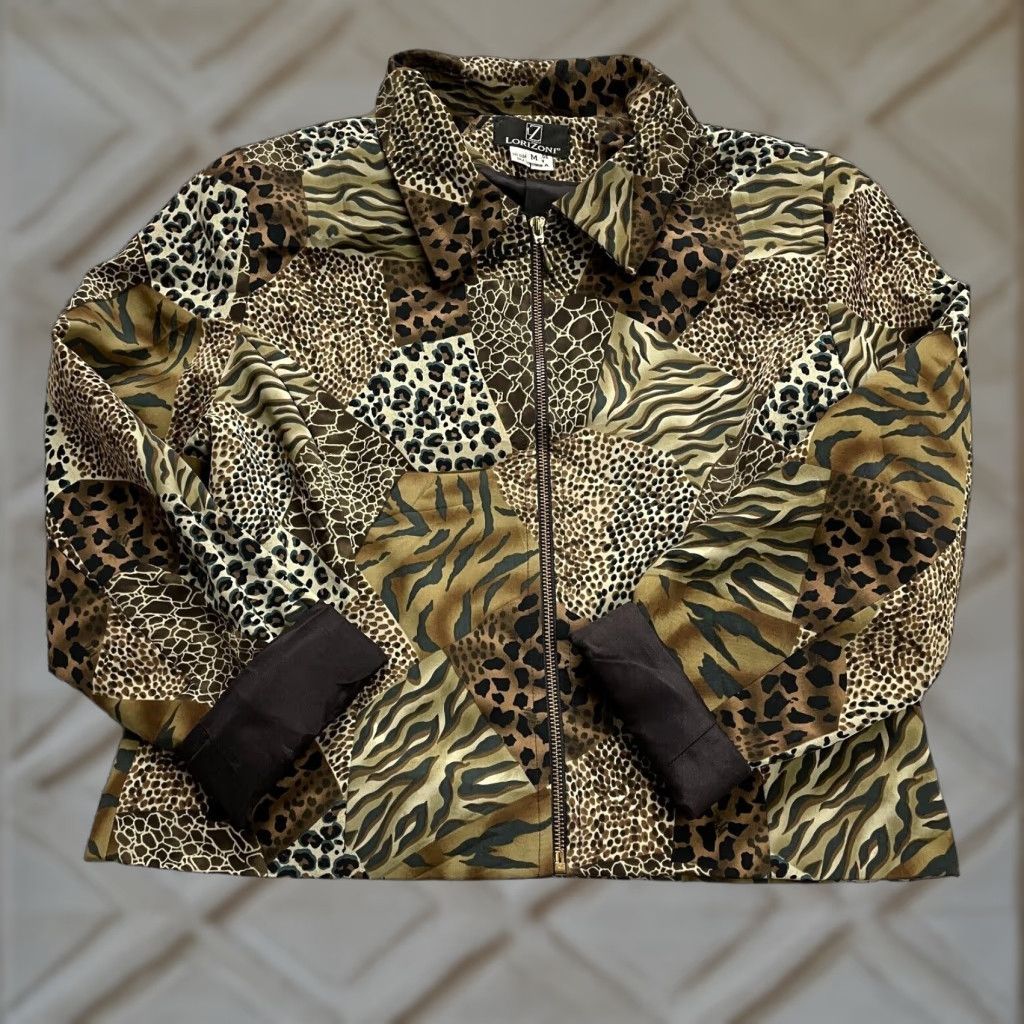 Vintage VINTAGE Lorizoni Coat Jacket Womens Medium Brown Animal Print Full Zip Lined Size M / US 6-8 / IT 42-44 - 1 Thumbnail