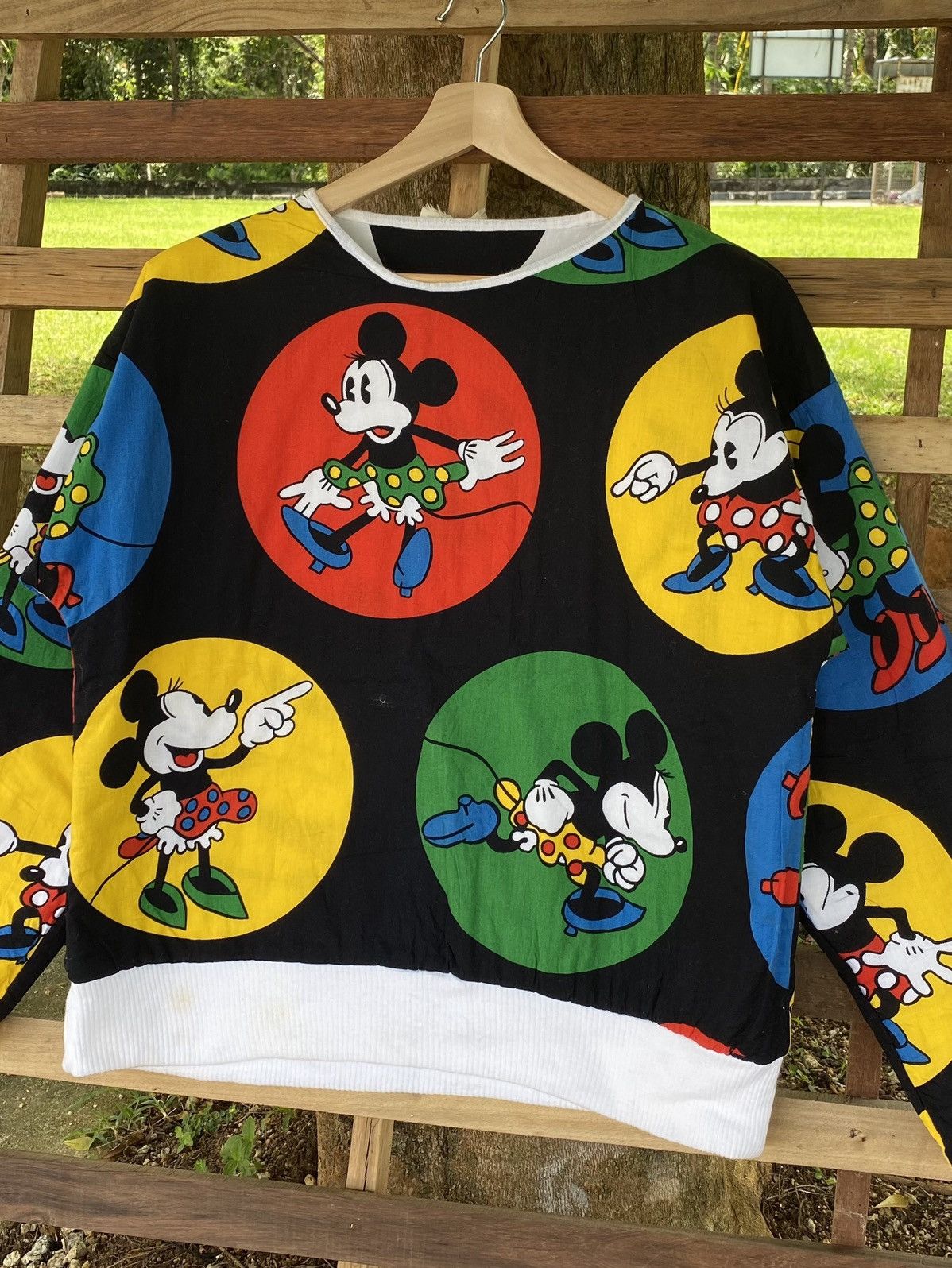 image of Fullprint 90's Mickey Mouse Reversible Sweatshirt in White, Men's (Size Large)
