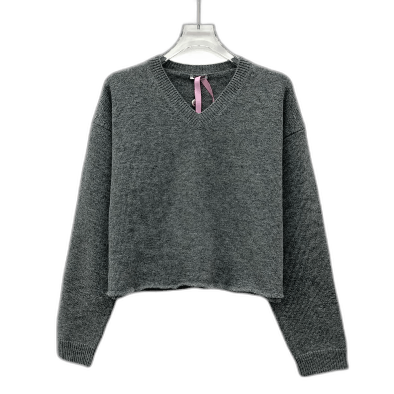 Miu Miu MiuMiu Gray V-Neck Long Sleeve Knit Sweater Size M / US 6-8 / IT 42-44 - 1 Thumbnail