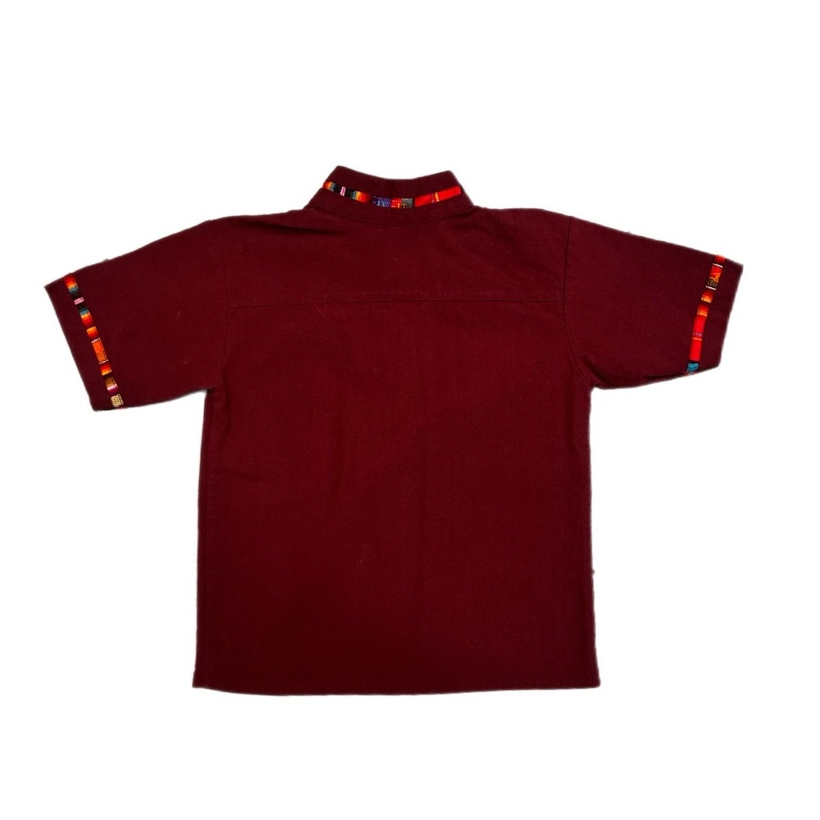Vintage Girls Woven Trim Burgundy Short Sleeve Button Up Size XS / US 0-2 / IT 36-38 - 2 Thumbnail