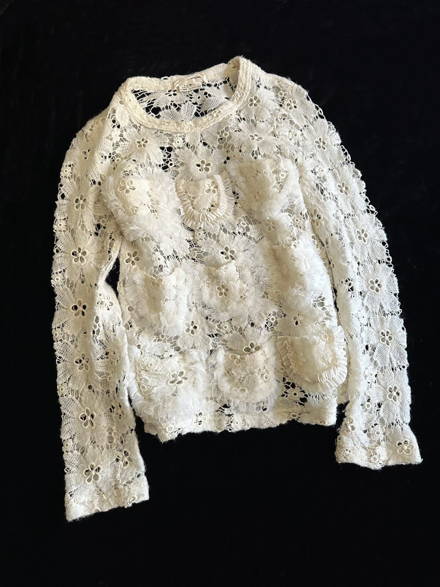 Rei Kawakubo Comme des Garçons 2015 Wool Lace Pocket Top Size S / US 4 / IT 40 - 1 Thumbnail