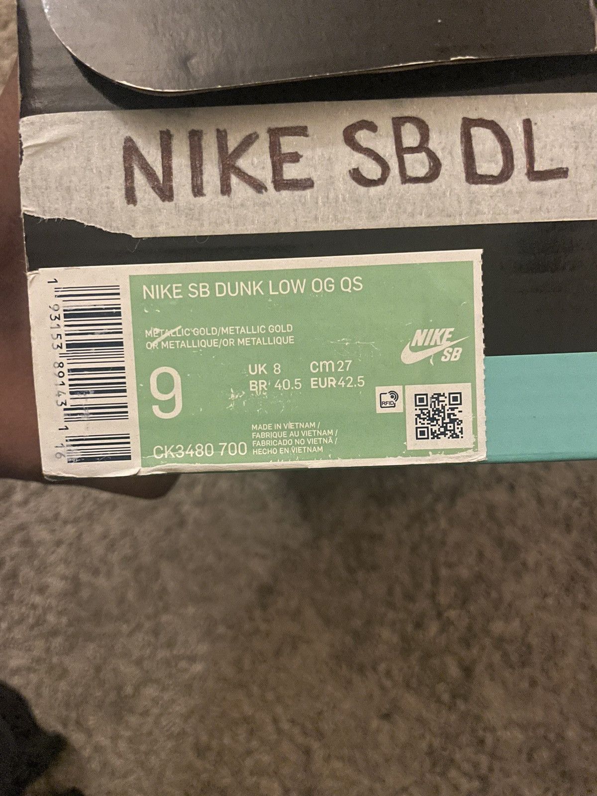 Nike Nike SB Dunk Low Supreme Jewel Swoosh Gold Size US 9 / EU 42 - 10 Thumbnail