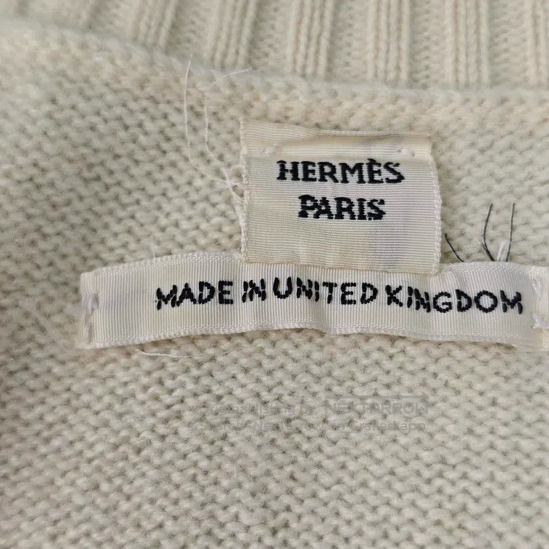 Hermes Beige Metallic Logo Cashmere Cardigan