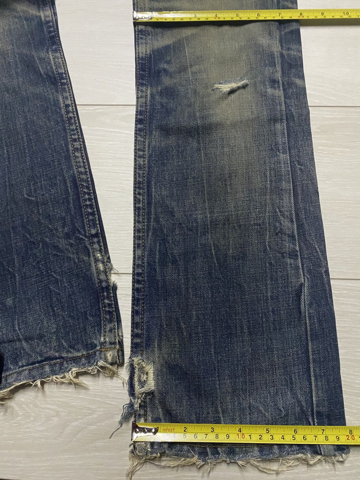 If Six Was Nine Pasta Denim Crazy Mud Wash Distressed Straight Fit Jeans Size US 29 - 19 Thumbnail