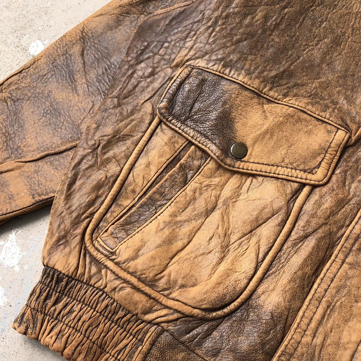 Vintage VTG Sheep Leather Flight Jacket Removable Sheeps Wool Collar Size US L / EU 52-54 / 3 - 9 Thumbnail