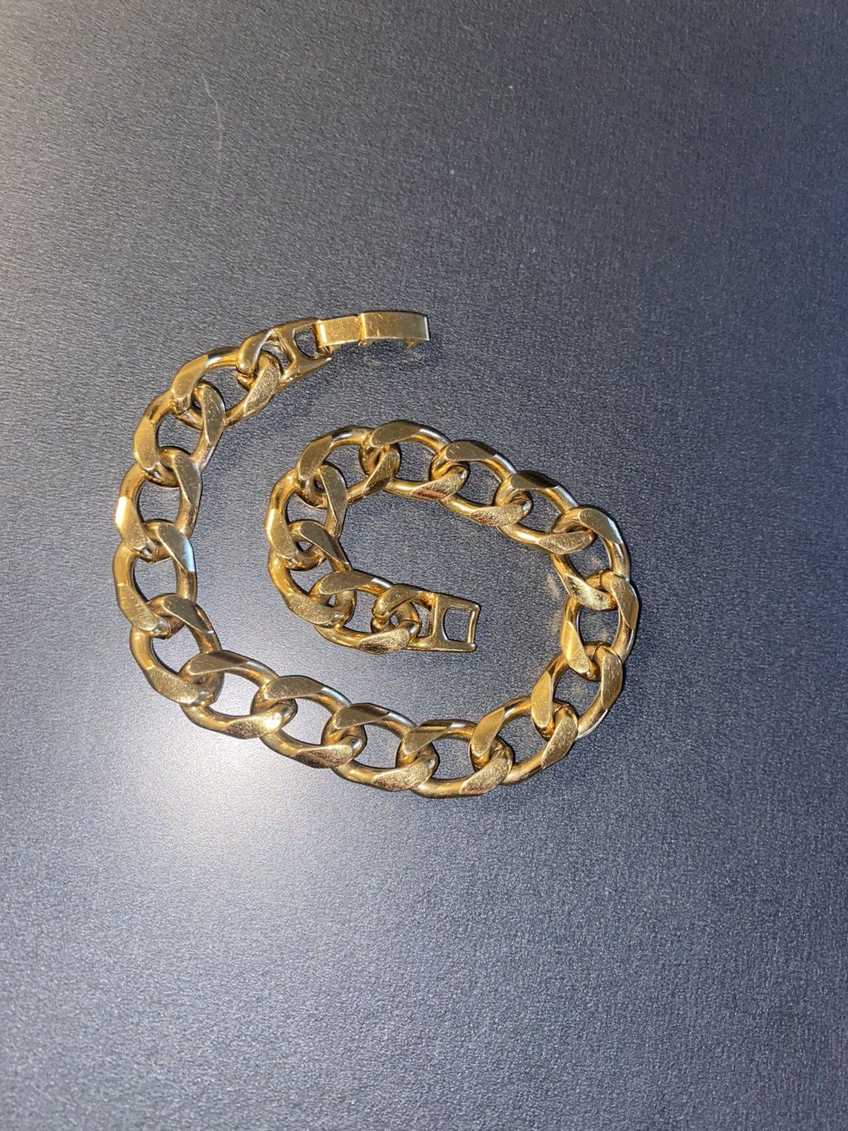 Jewelry Hollow Cuban Bracelet Gold Plated 9" Size ONE SIZE - 3 Thumbnail