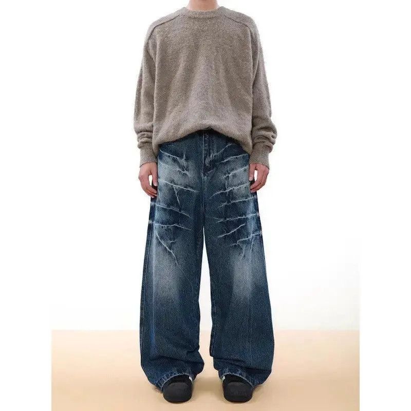 Japanese Brand Retro loose wide leg straight leg jeans Size US 32 / EU 48 - 2 Thumbnail