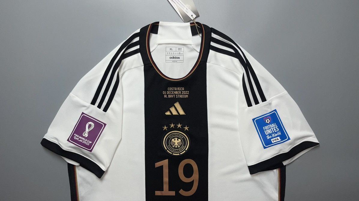 Adidas GERMANY ADIDAS 2022 WORLD CUP SOCCER HOME JERSEY #19 SANE Size US XL / EU 56 / 4 - 3 Thumbnail