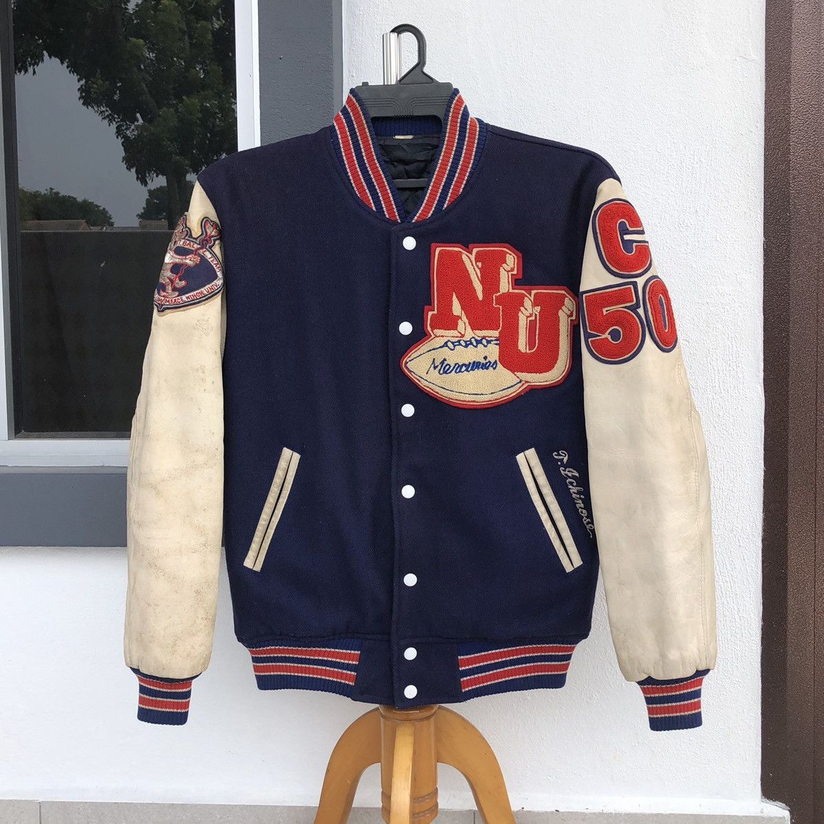 Vintage Vintage NU Basketball Latterman Wool Leather Varsity Jacket Size US M / EU 48-50 / 2 - 5 Thumbnail