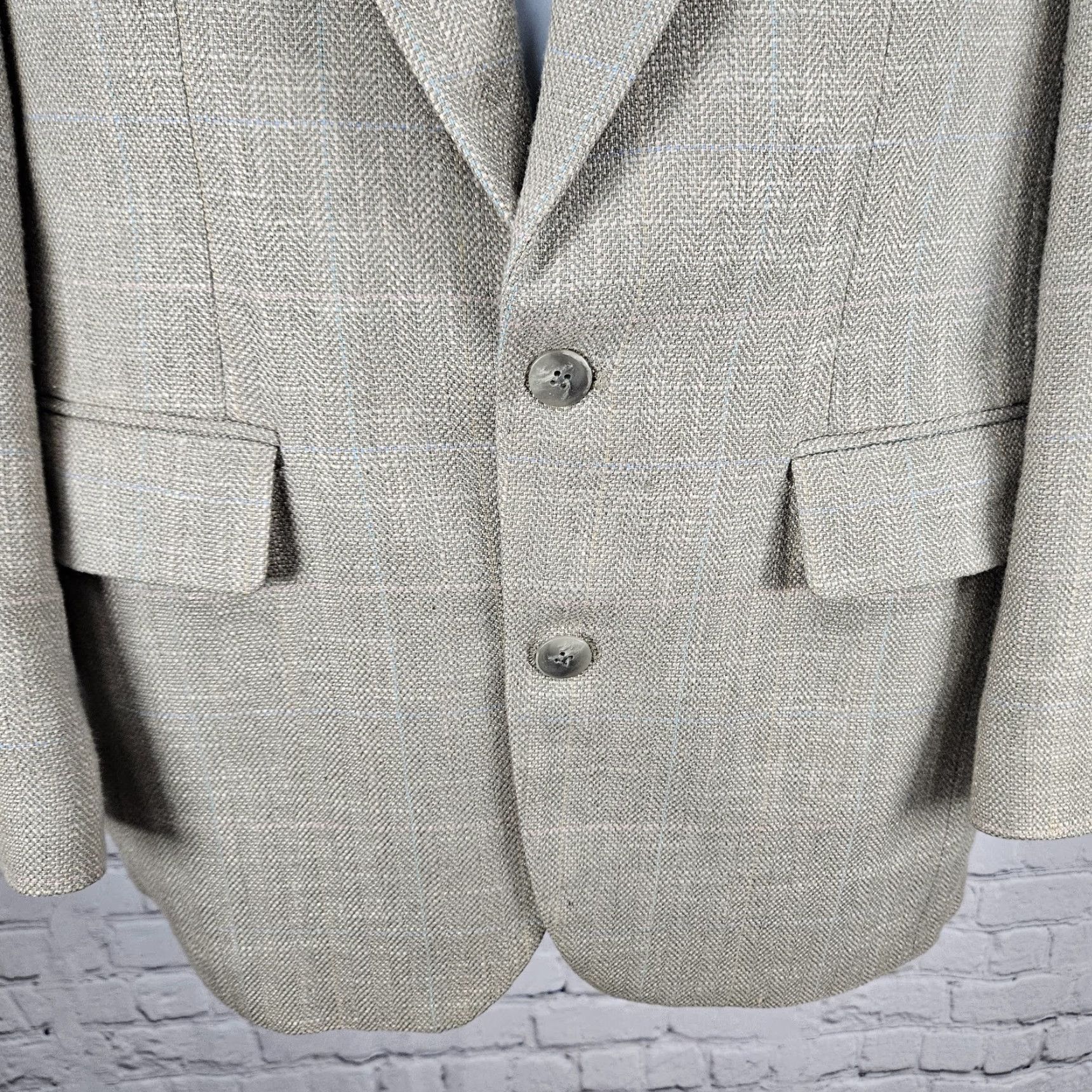 Haggar VTG Haggar Sport Coat Beige Check 2 Button Vented Notch Blazer USA 38 Men Suit Coat 40 Chest 38 Regular Size 38R - 7 Thumbnail