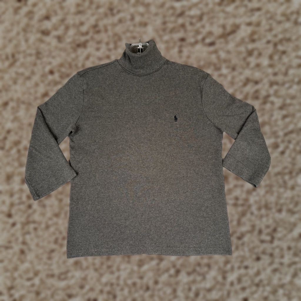 Ralph Lauren VINTAGE Ralph Lauren Sport Shirt Women Small Gray Turtle Neck Cotton 3/4 Sleeve Size S / US 4 / IT 40 - 1 Thumbnail