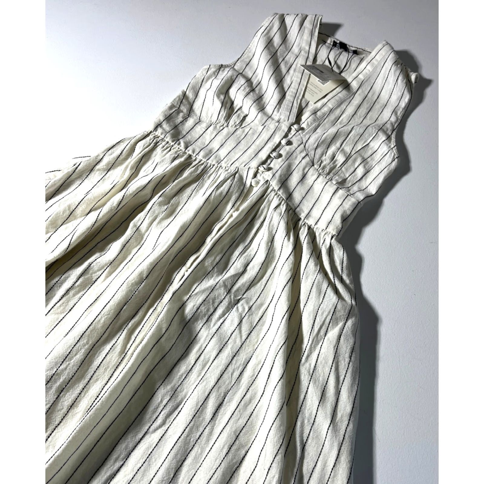 Vintage Nobody's Child Starlight Midi Dress Sleeveless Cream Pinstripe Size US 0 Womens A-Line Vintage NWT VINTAGE Size XS / US 0-2 / IT 36-38 - 7 Thumbnail
