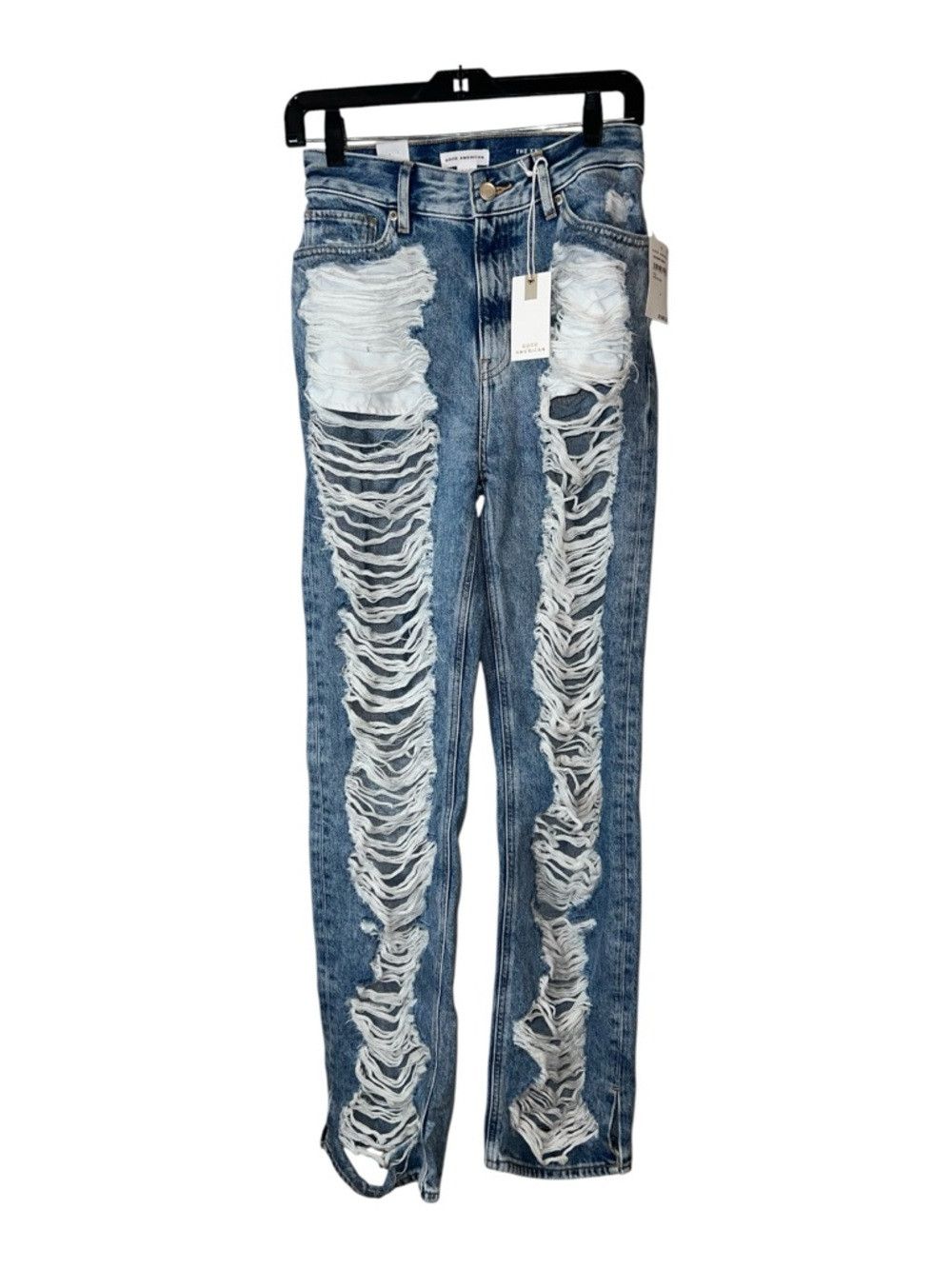 Good American Good American The Khloé Jean High Waist Straight Leg Distre Size 26" / US 2 / IT 38 - 4 Thumbnail
