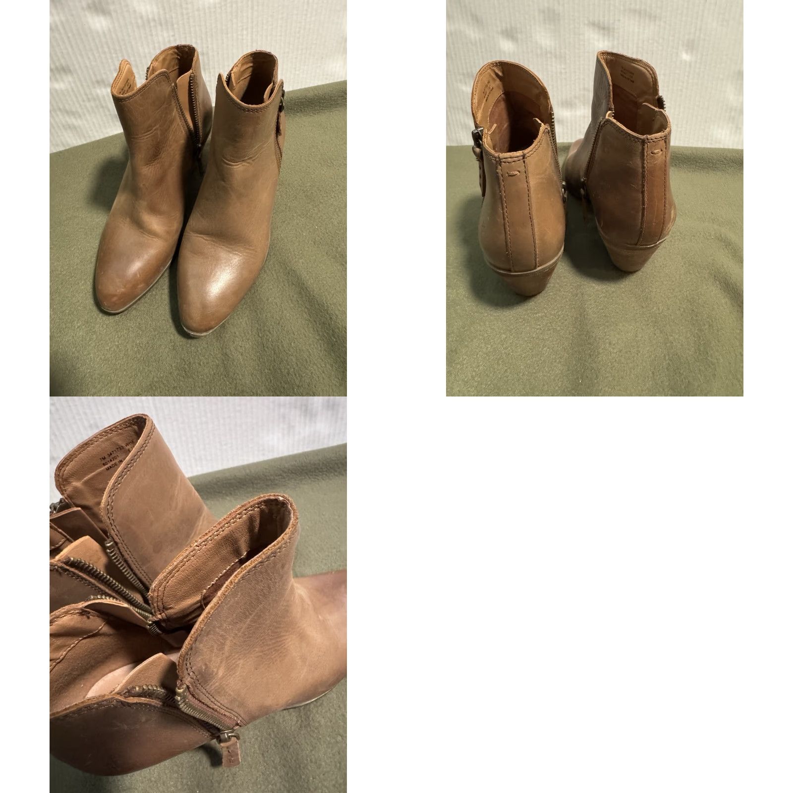 Frye Frye Judith Zip Booties 7M Ankle Block Heel Boho Western Cognac Brown Leather Women Size US 7 / IT 37 - 9 Thumbnail