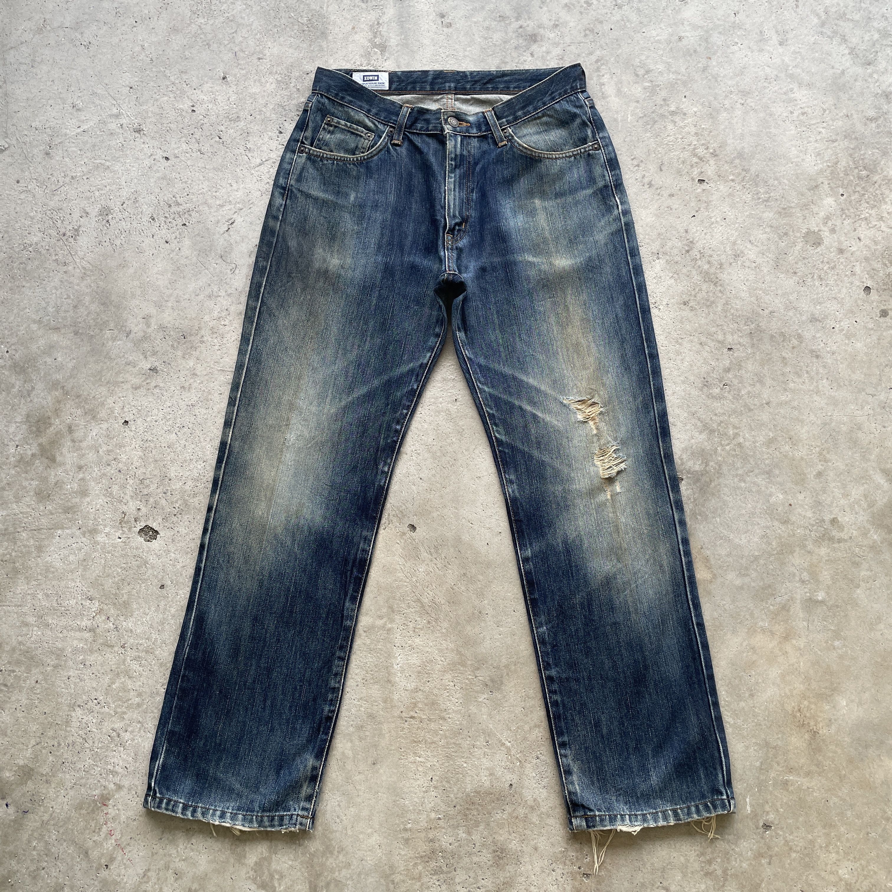 Edwin Vintage Edwin 403 Faded Jeans Mudwash Denim Distressed Pants Size US 31 - 2 Thumbnail