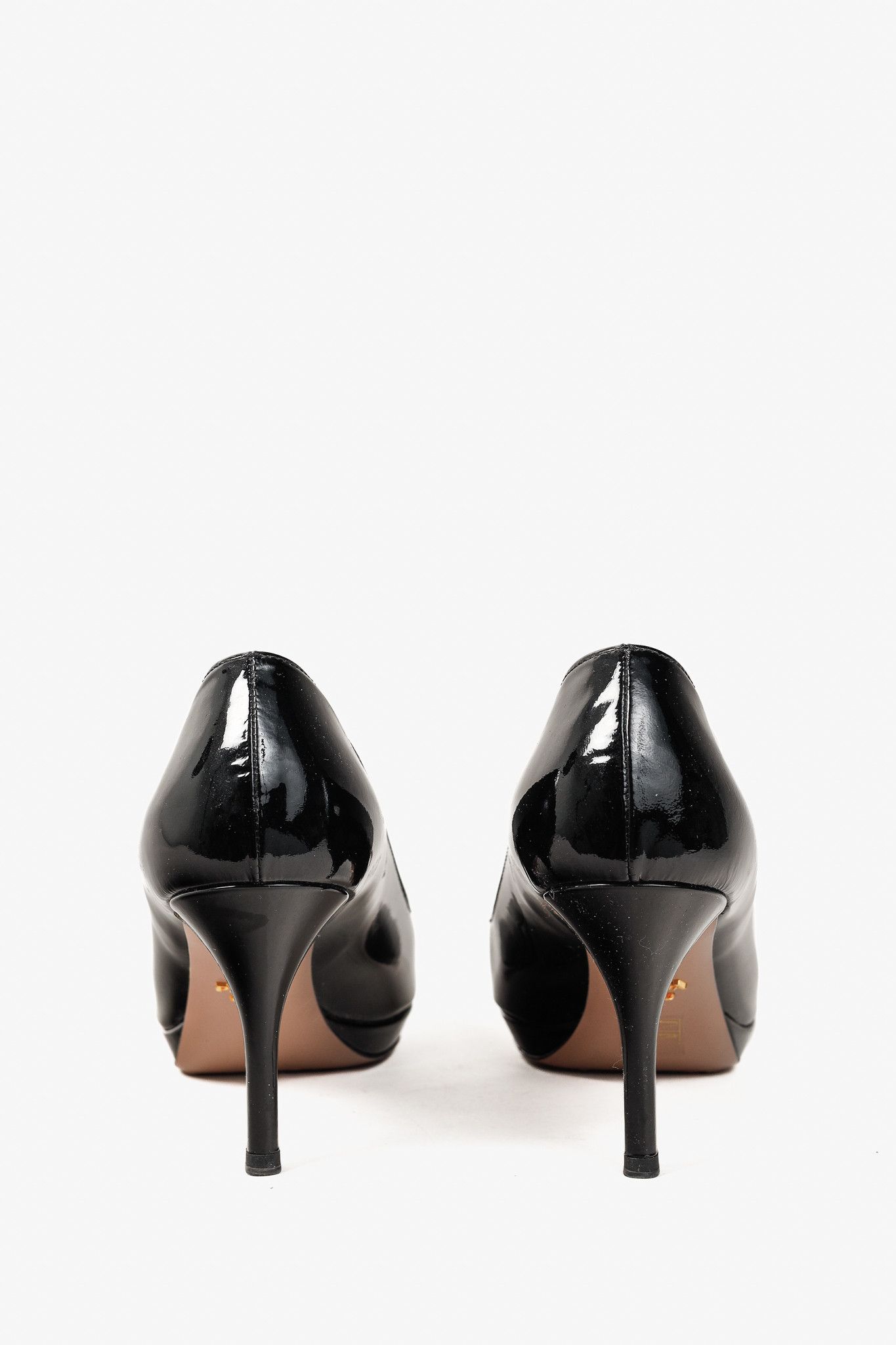 Prada Prada Nero Vernice Peep-Toe Platform Pumps Size US 10.5 / IT 40.5 - 3 Thumbnail