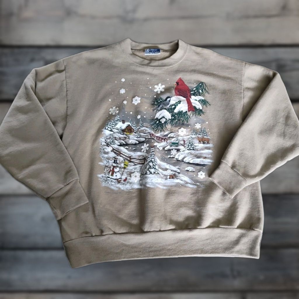 Endless Endless Designs Vtg Cardinal Winter Scene USA Made Sweatshirt Crewneck Fleece M Size M / US 6-8 / IT 42-44 - 1 Thumbnail