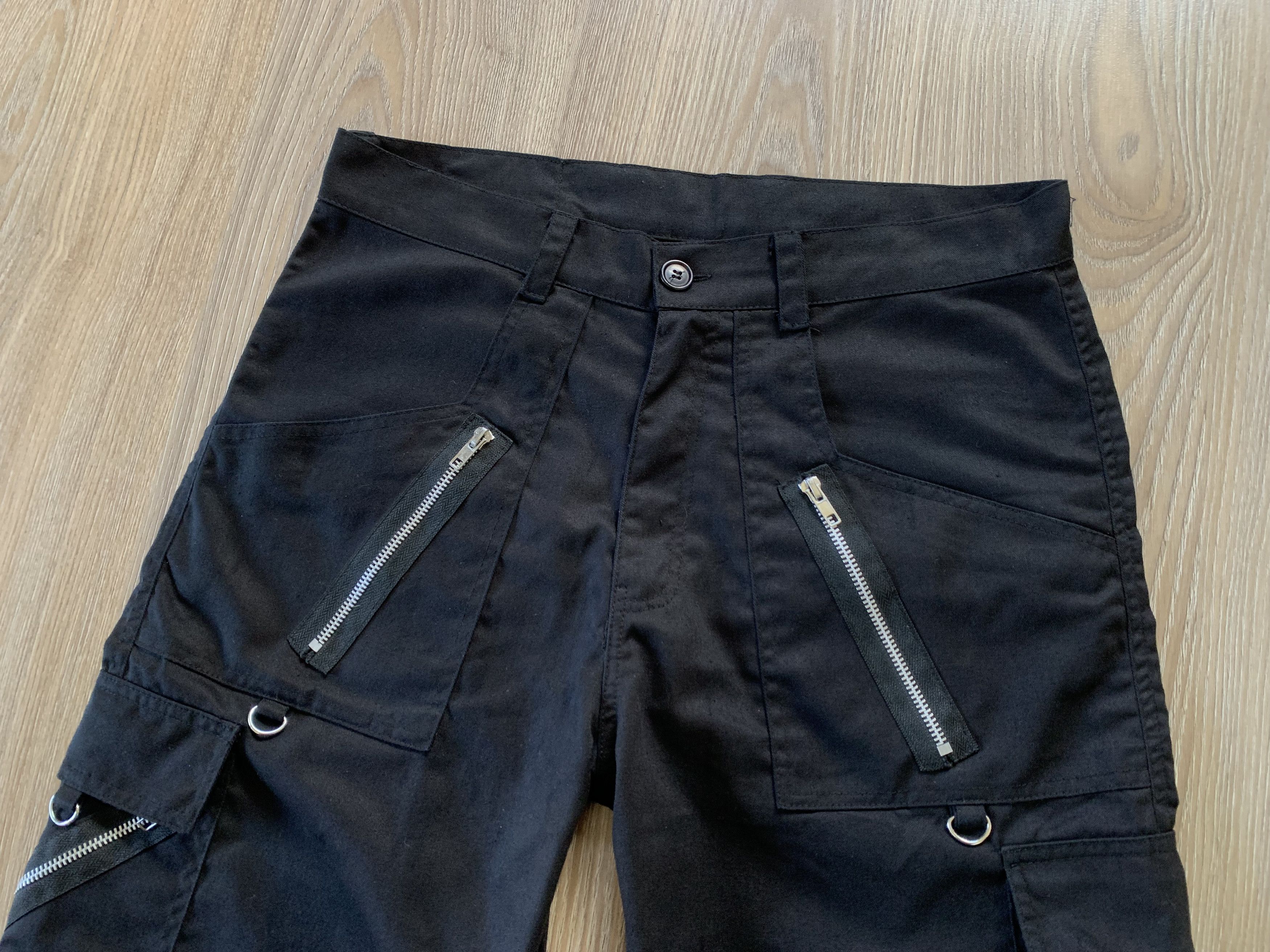 Denime Banned Alternative Black Multi Zip Denime Shorts Size 33" - 4 Thumbnail