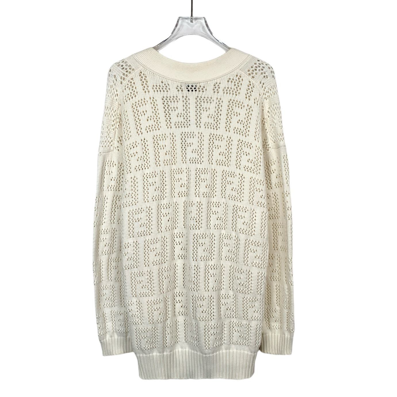 Fendi Fendi White Logo Cut-Out Cotton Knit Cardigan (Size 42) Size M / US 6-8 / IT 42-44 - 7 Thumbnail