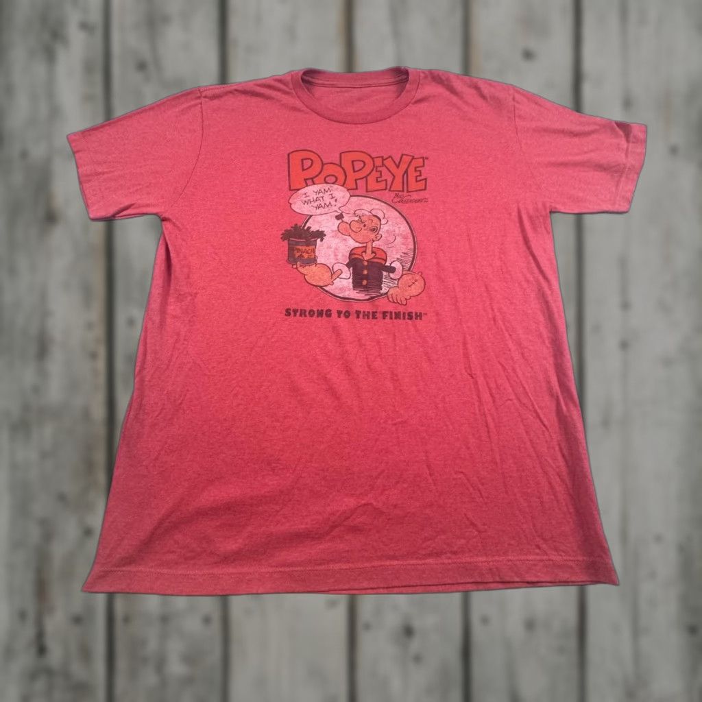 Other VINTAGE Popeye Graphic T-Shirt Mens Large Red Heather Cartoon Crewneck "Strong to the Finish" Size US L / EU 52-54 / 3 - 1 Thumbnail