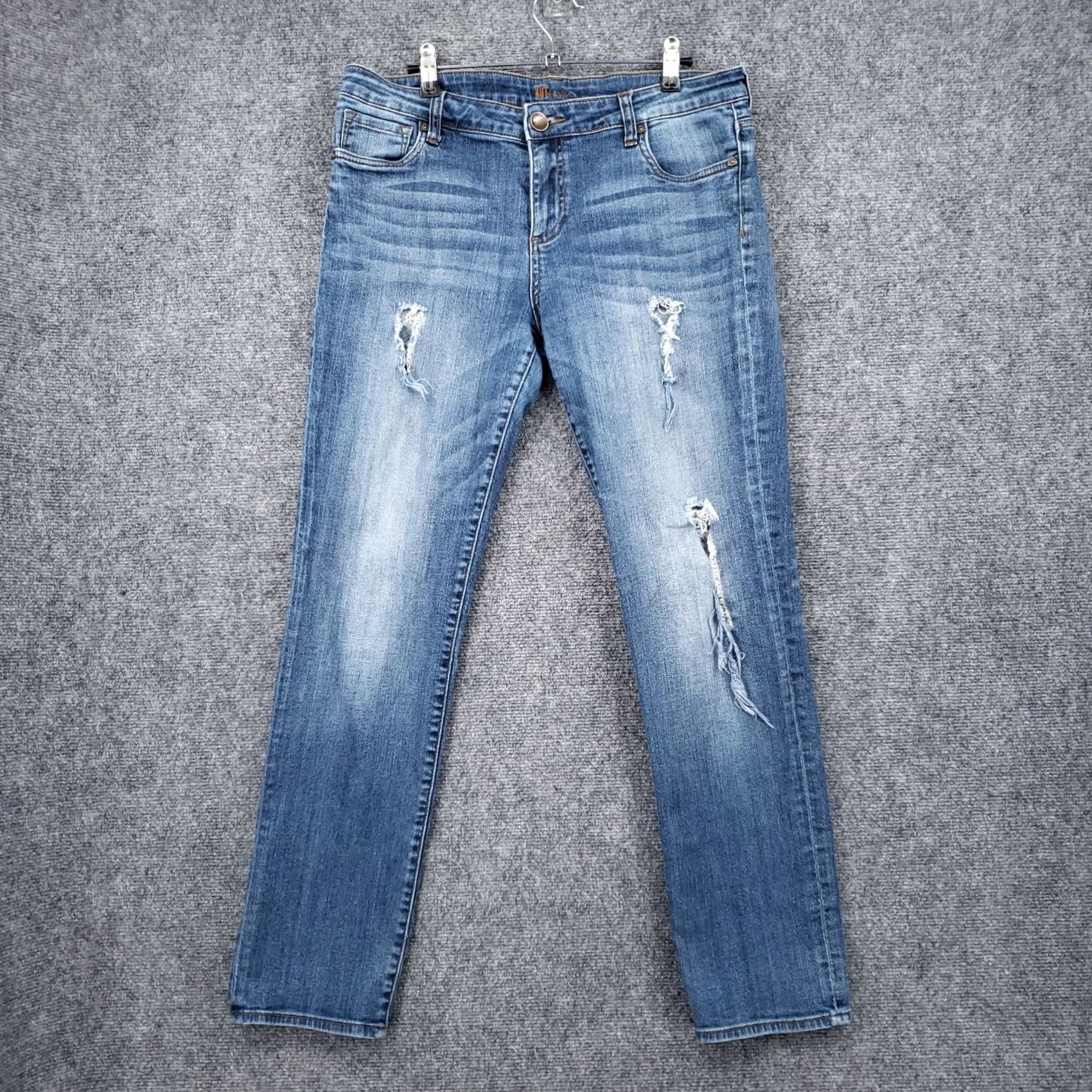 Vintage KUT from the Kloth Jeans Womens 10 Blue Straight Ankle Mid Rise Distressed Denim Size 32" / US 10 / IT 46 - 2 Thumbnail