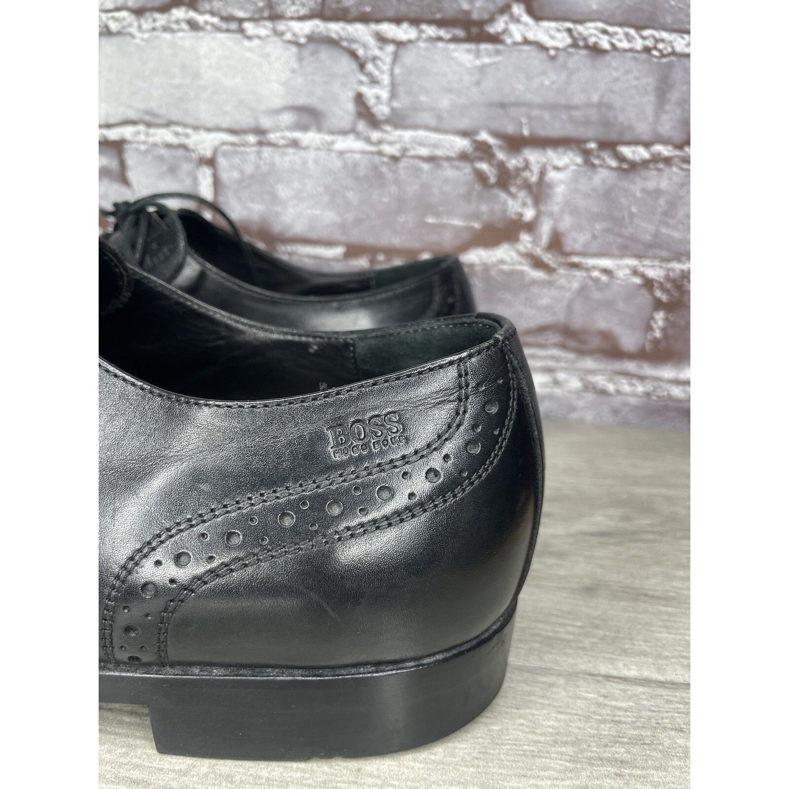 Hugo Boss Boss Hugo Boss Black Leather Wingtip Oxfords Dress Shoes Men Size US 12 / EU 45 - 10 Thumbnail