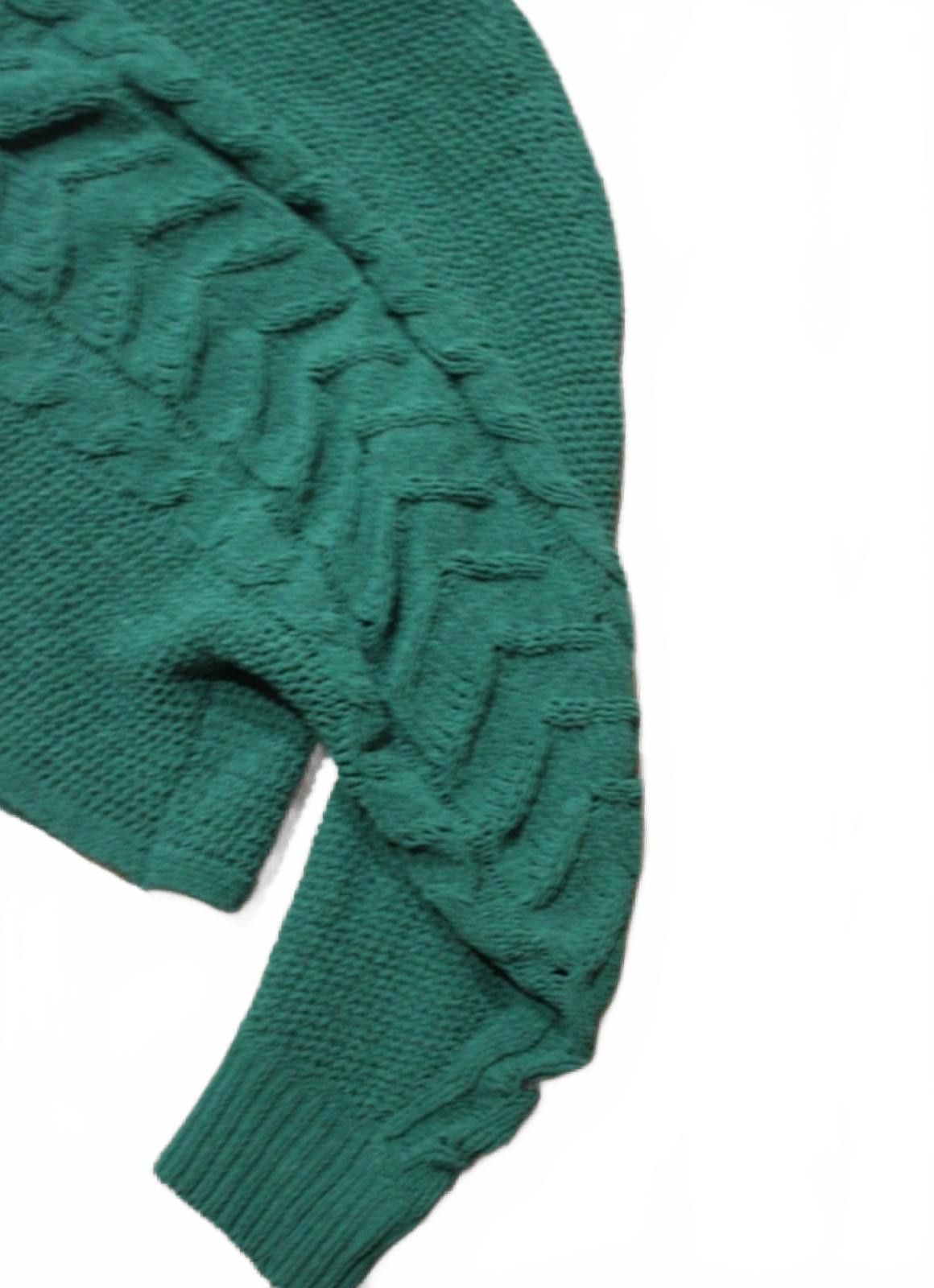 Other Planet Gold Green Cable Knit Cropped Sweater XL Size XL / US 12-14 / IT 48-50 - 7 Thumbnail