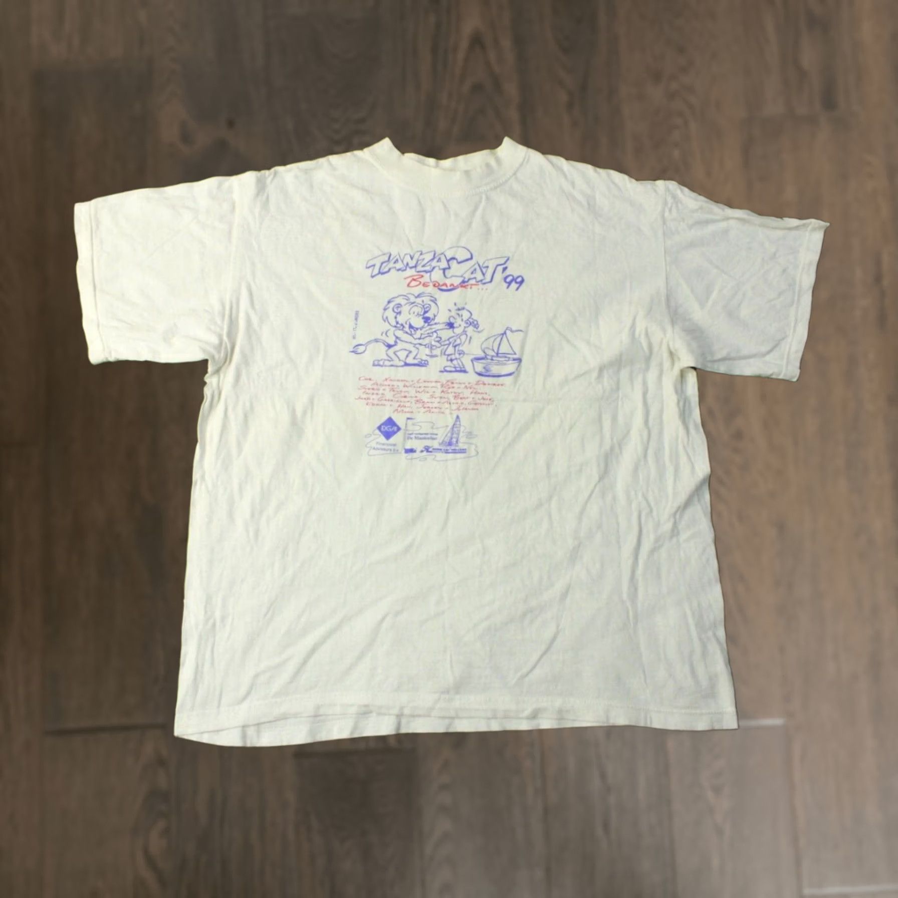 Vintage TANZA CAT 1999 VINTAGE SHIRT XL White Men Regular 1990s Official Product Bedankt Print CAT Decade 1999 USA Size US XL / EU 56 / 4 - 1 Thumbnail