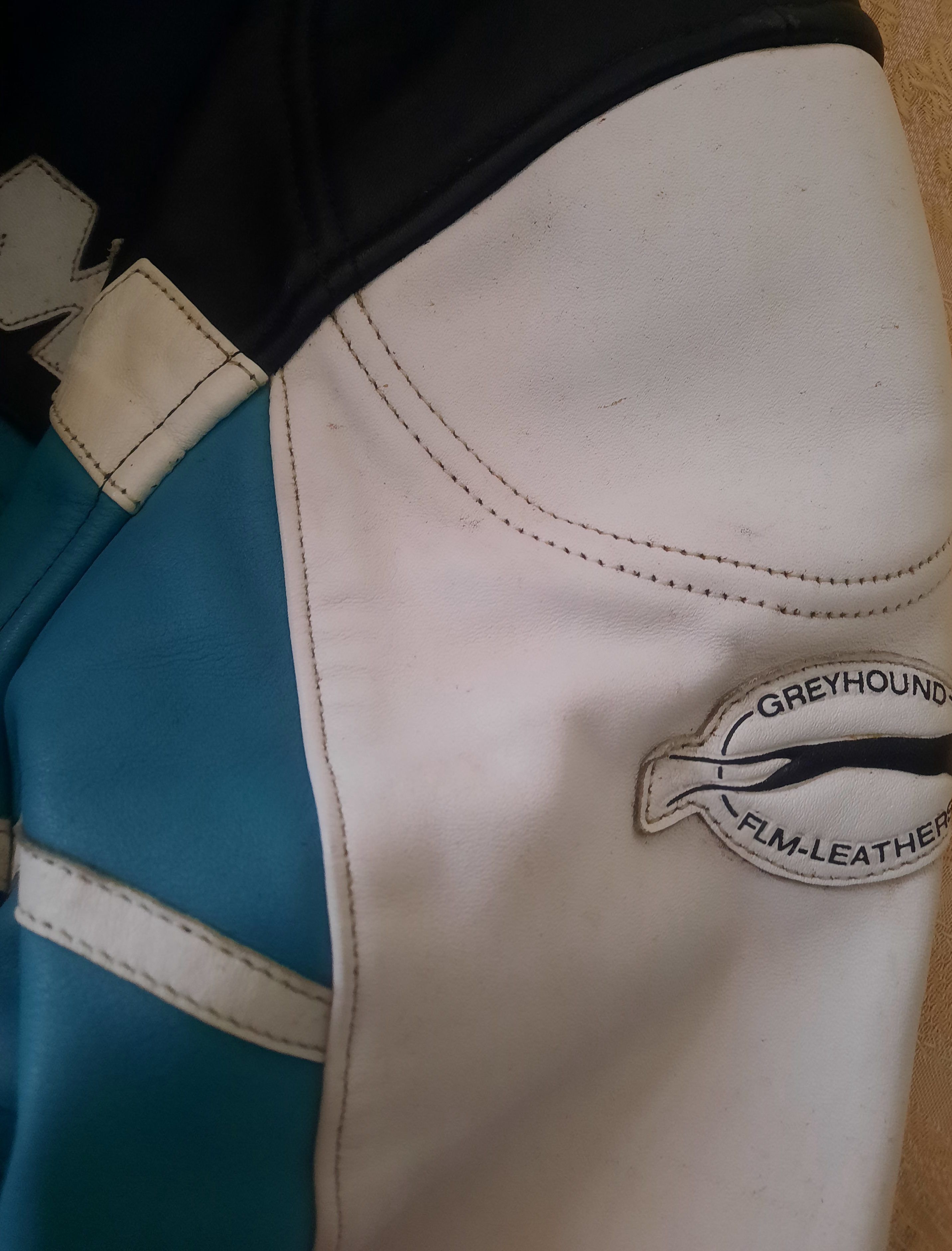 Vintage 80s 70s FLM Greyhound Racing leather motorcycle jacket Size US L / EU 52-54 / 3 - 11 Thumbnail