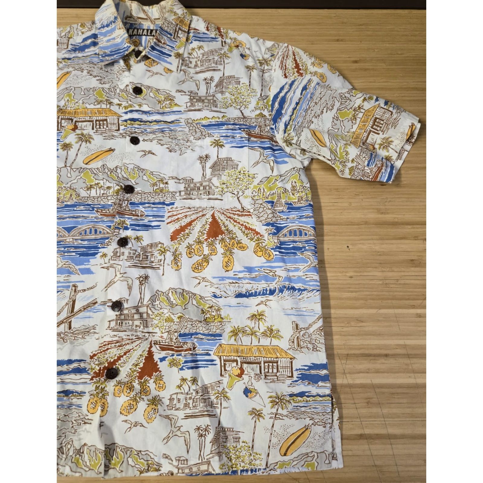 Vintage VINTAGE Kahala Shirt Mens Large White Blue Hawaiian Aloha Button Up Pineapple Print USA Size US L / EU 52-54 / 3 - 2 Thumbnail
