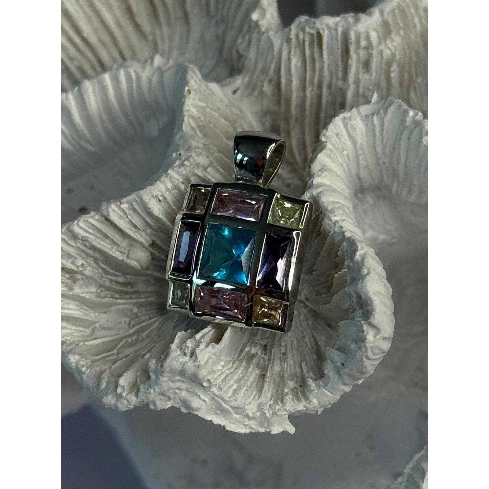 Jewelry FAS 925 STERLING SILVER MULTI COLOR TOURMALINE PENDANT Size ONE SIZE - 4 Thumbnail