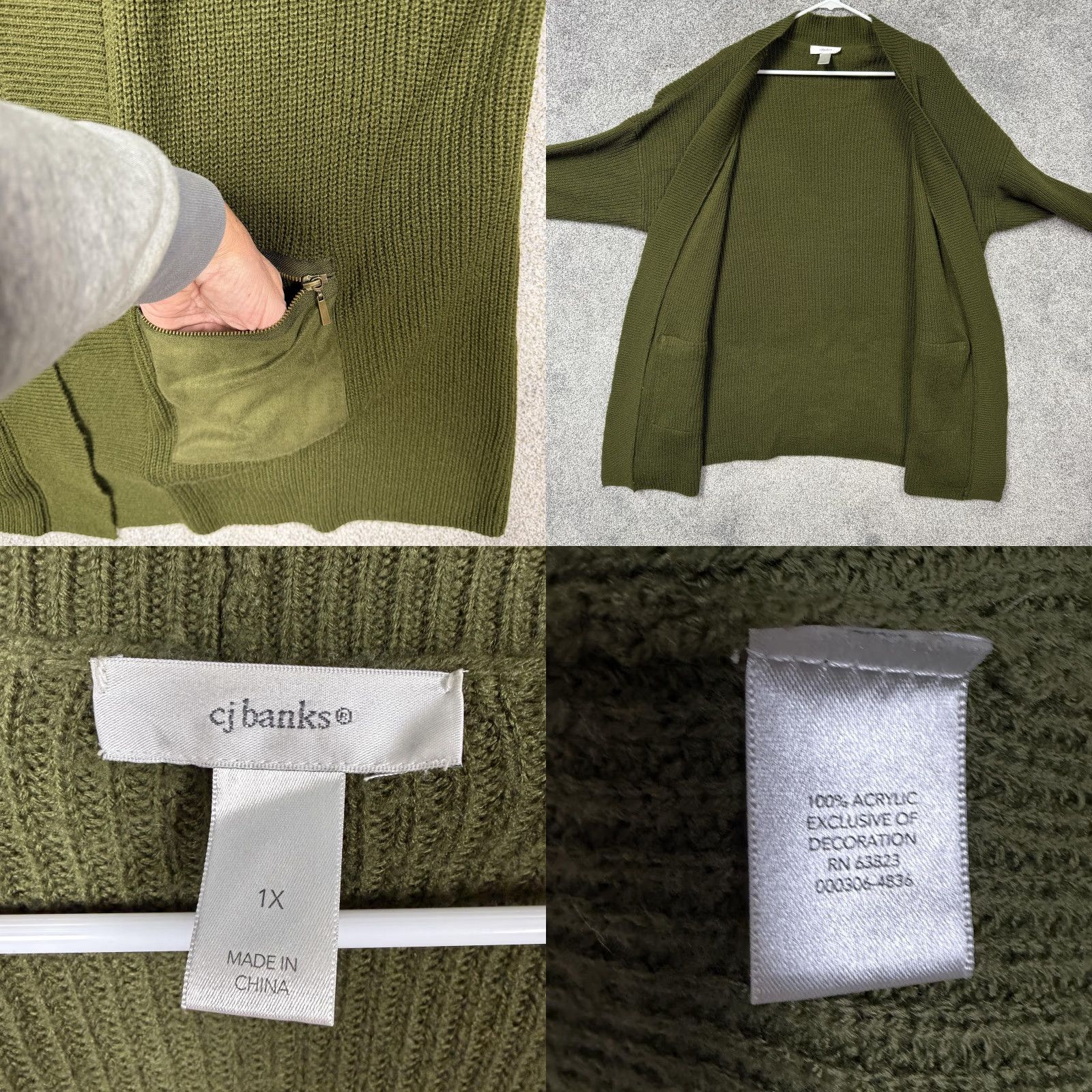 Vintage VINTAGE? No — (skip) CJ Banks Open Front Duster Sweater 1X Pockets Cozy Cabincore Lagenlook Layering Size XL / US 12-14 / IT 48-50 - 8 Thumbnail